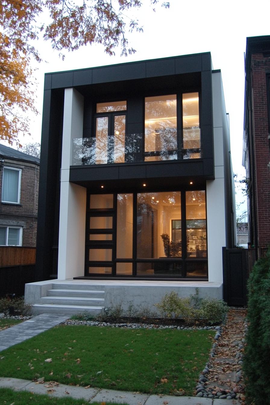 Modern house with large windows and sleek black accents