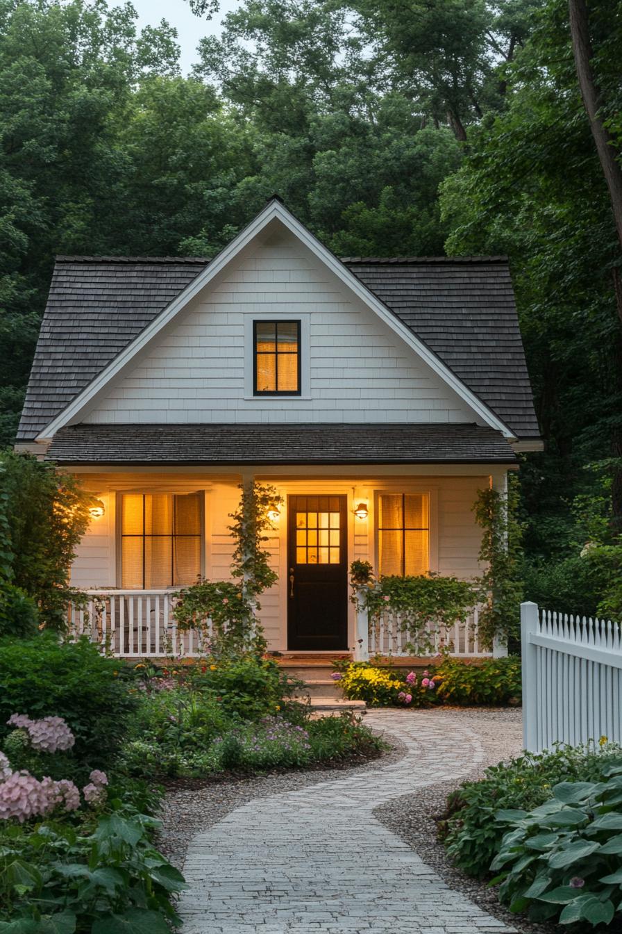 Cozy small house with front porch and garden path