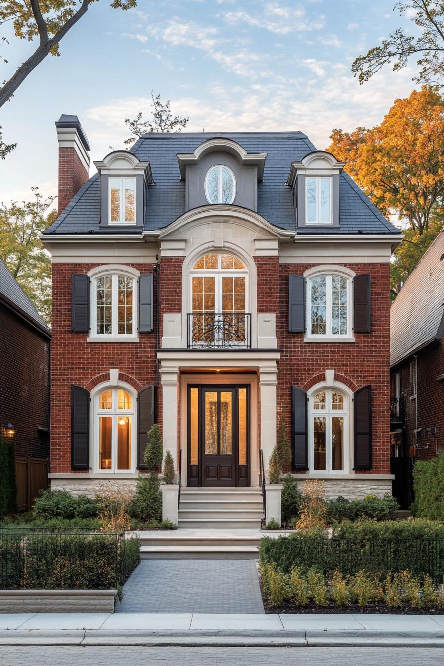 Georgian house with symmetrical design and lush garden