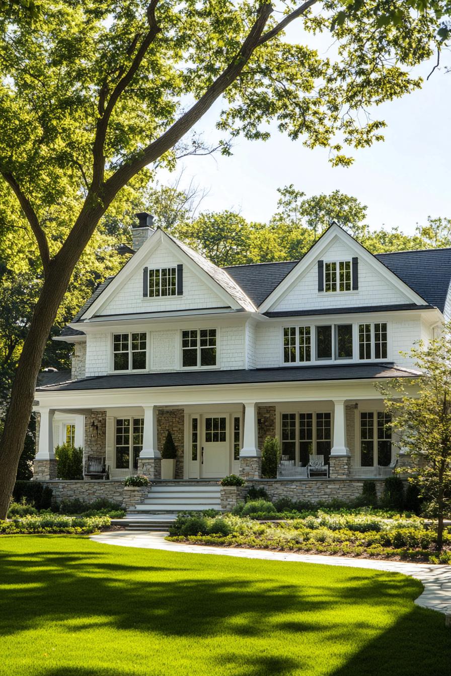 Charming white house with a welcoming porch