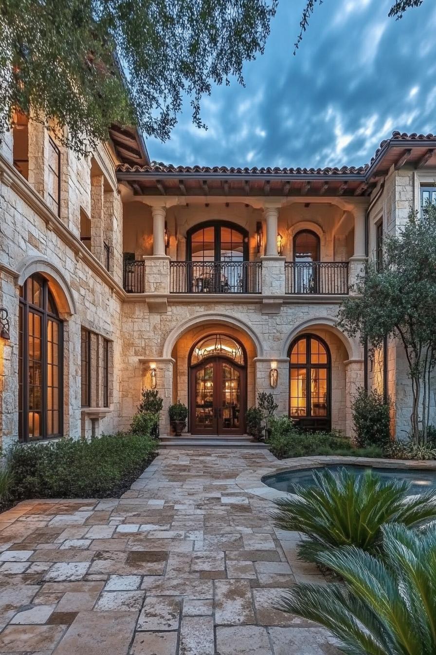 Charming Mediterranean villa with stone walls and elegant arches