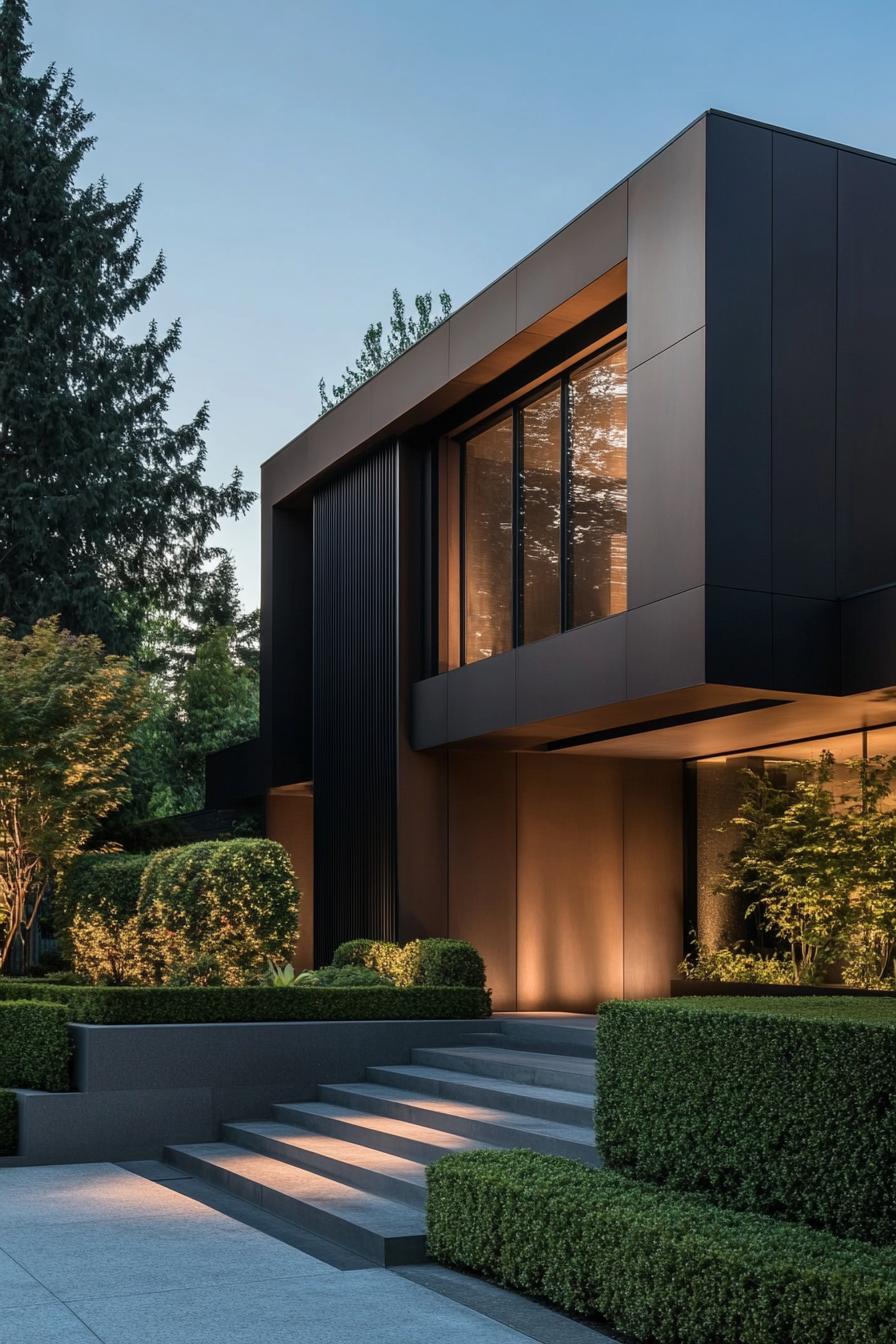 Contemporary house with sleek black facade