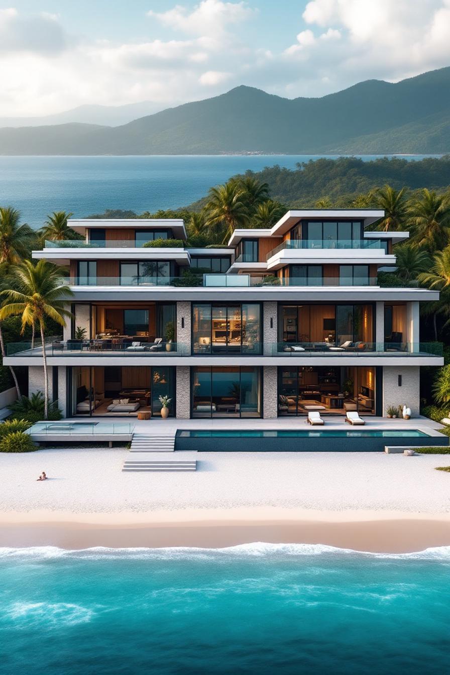 Luxury beachfront house with pool and ocean view