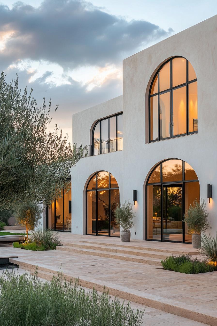 Mediterranean villa with large arched windows