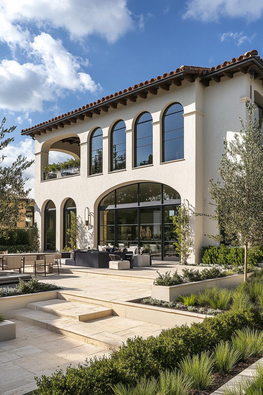 Elegant Mediterranean villa with arched windows