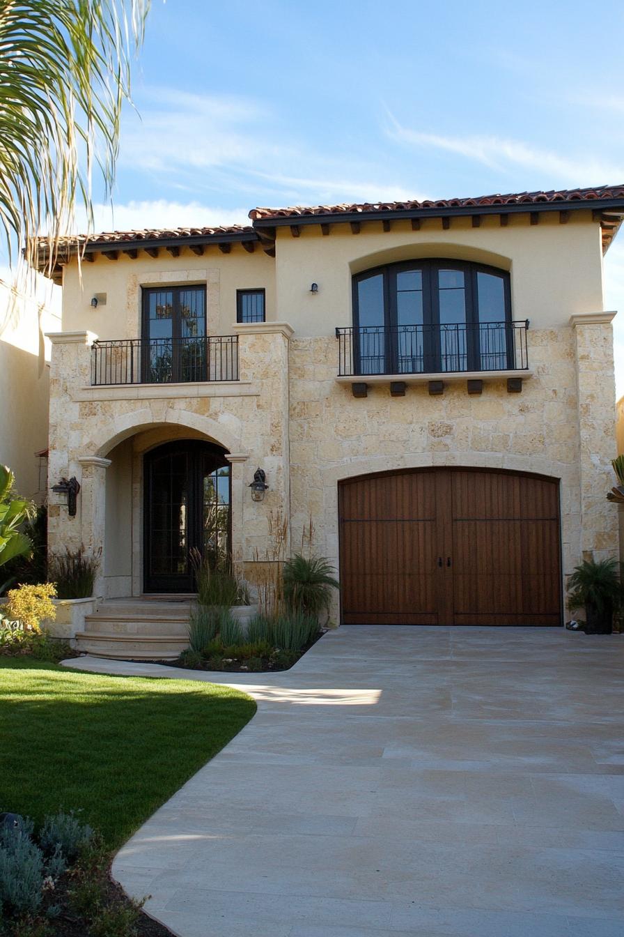 Charming two-story stone house with wooden doors