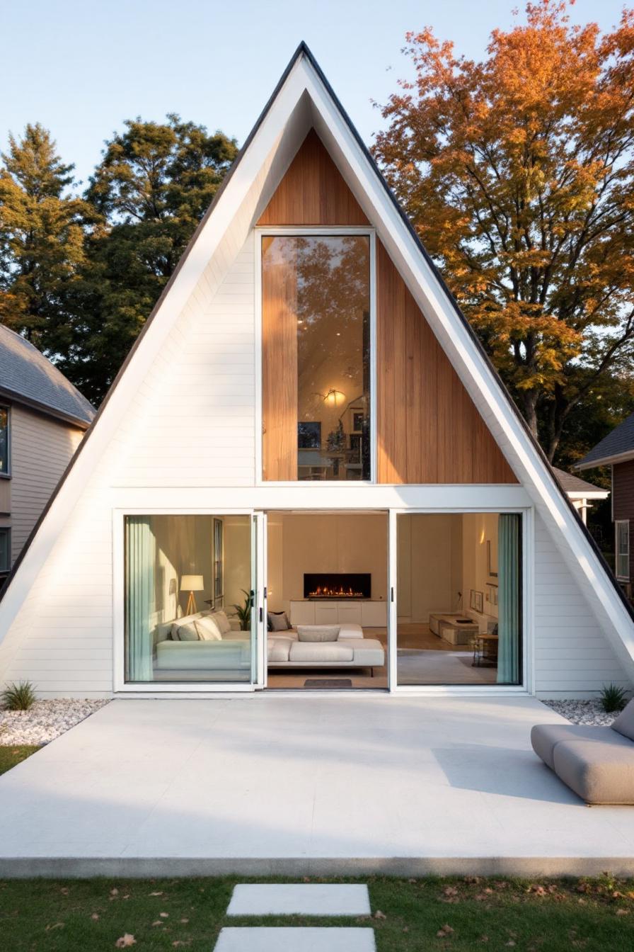 Contemporary A-frame bungalow with large windows