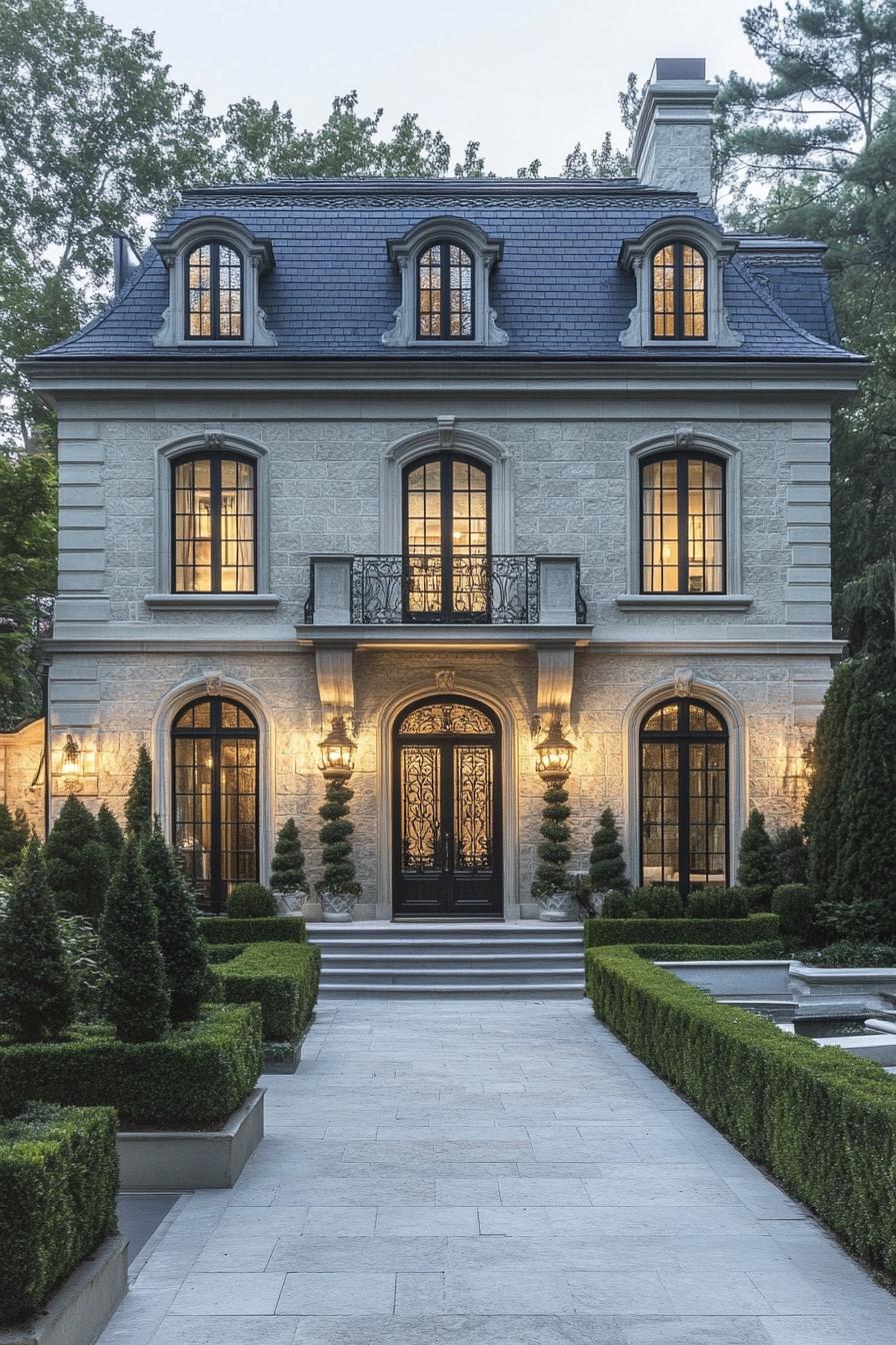 Luxurious stone house with elegant architectural features