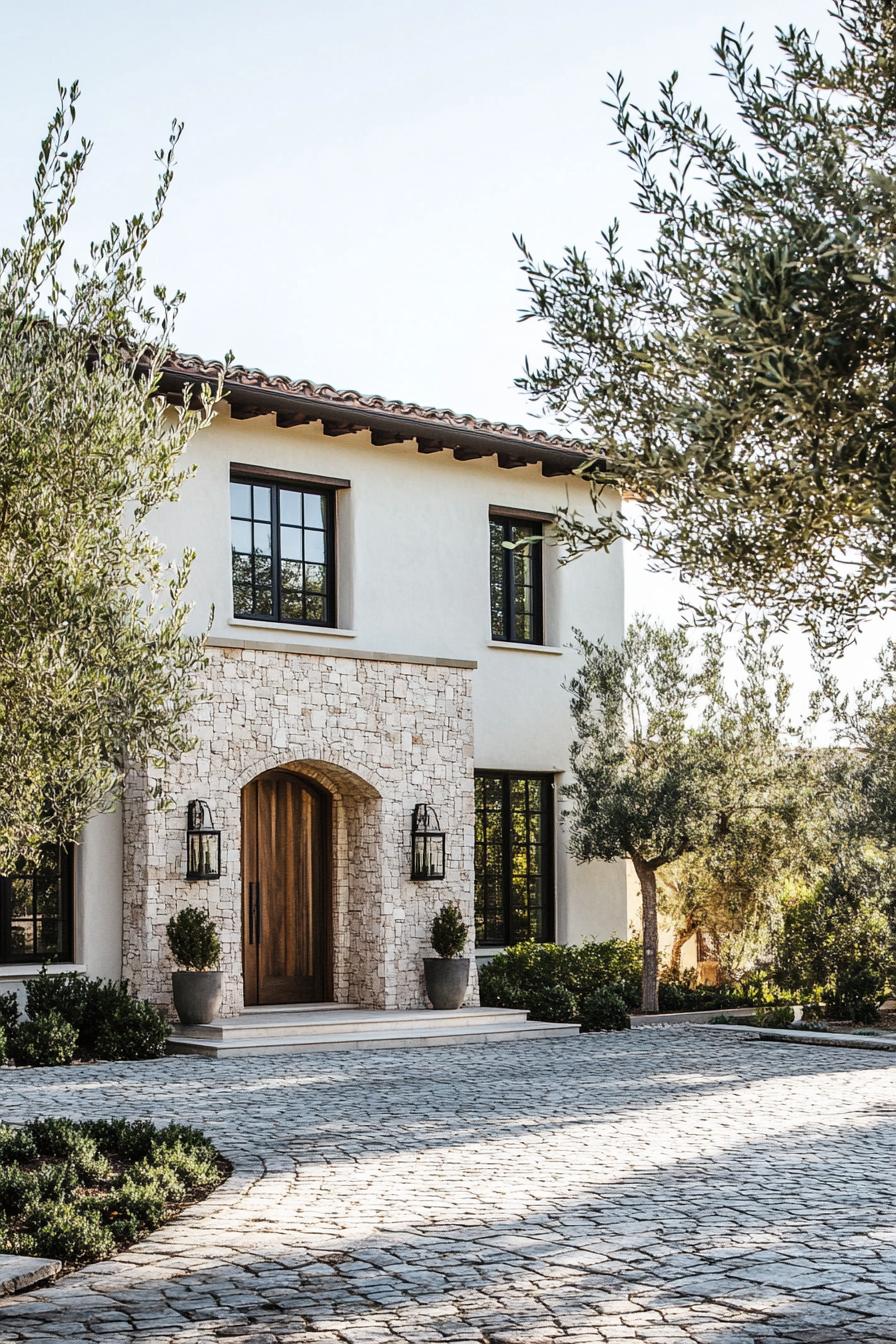 Stone facade villa with elegant wooden door