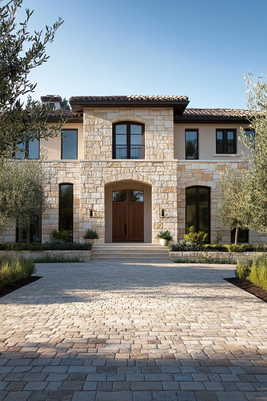 Mediterranean-style villa with a stone façade