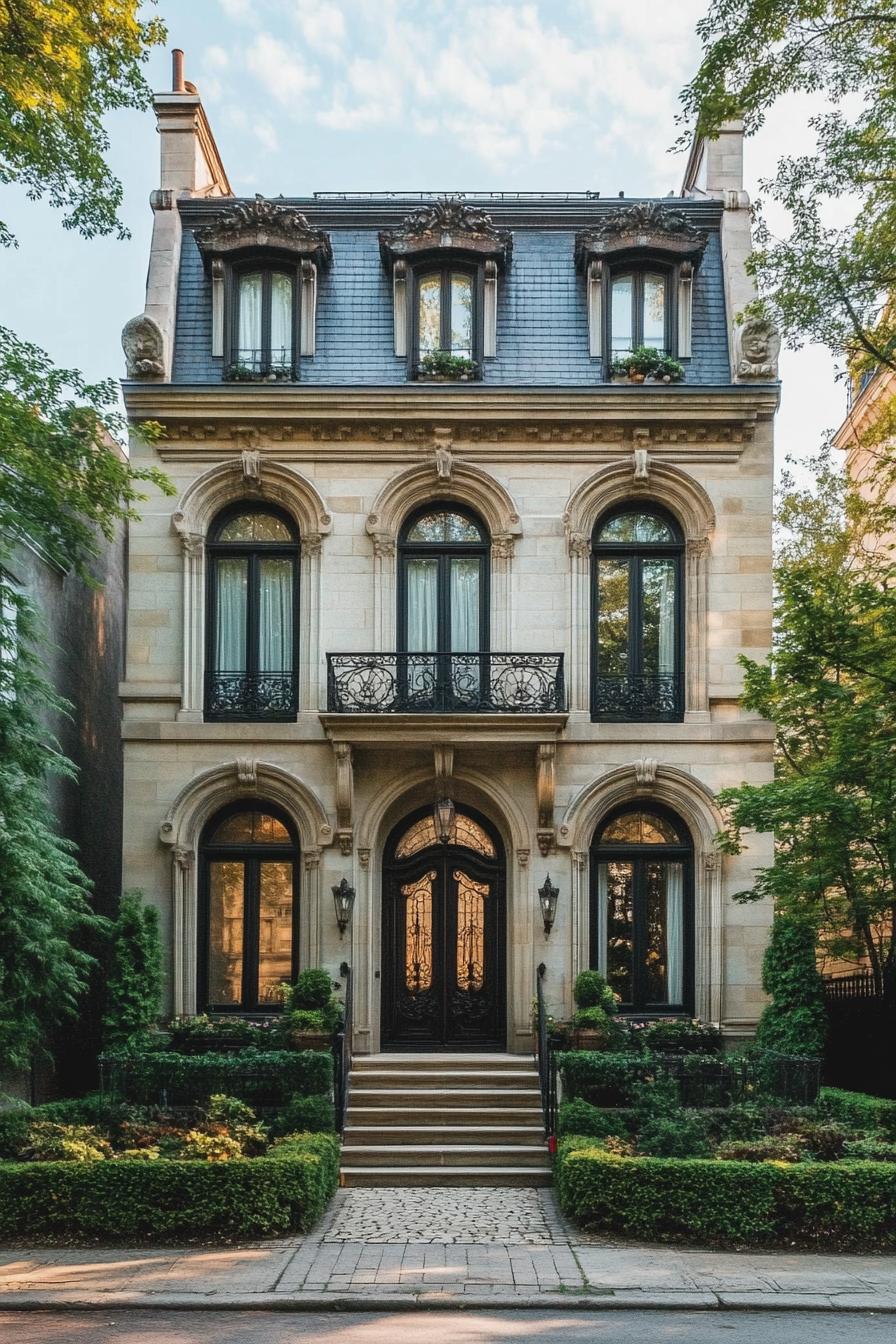 Classic French house facade with ornate windows