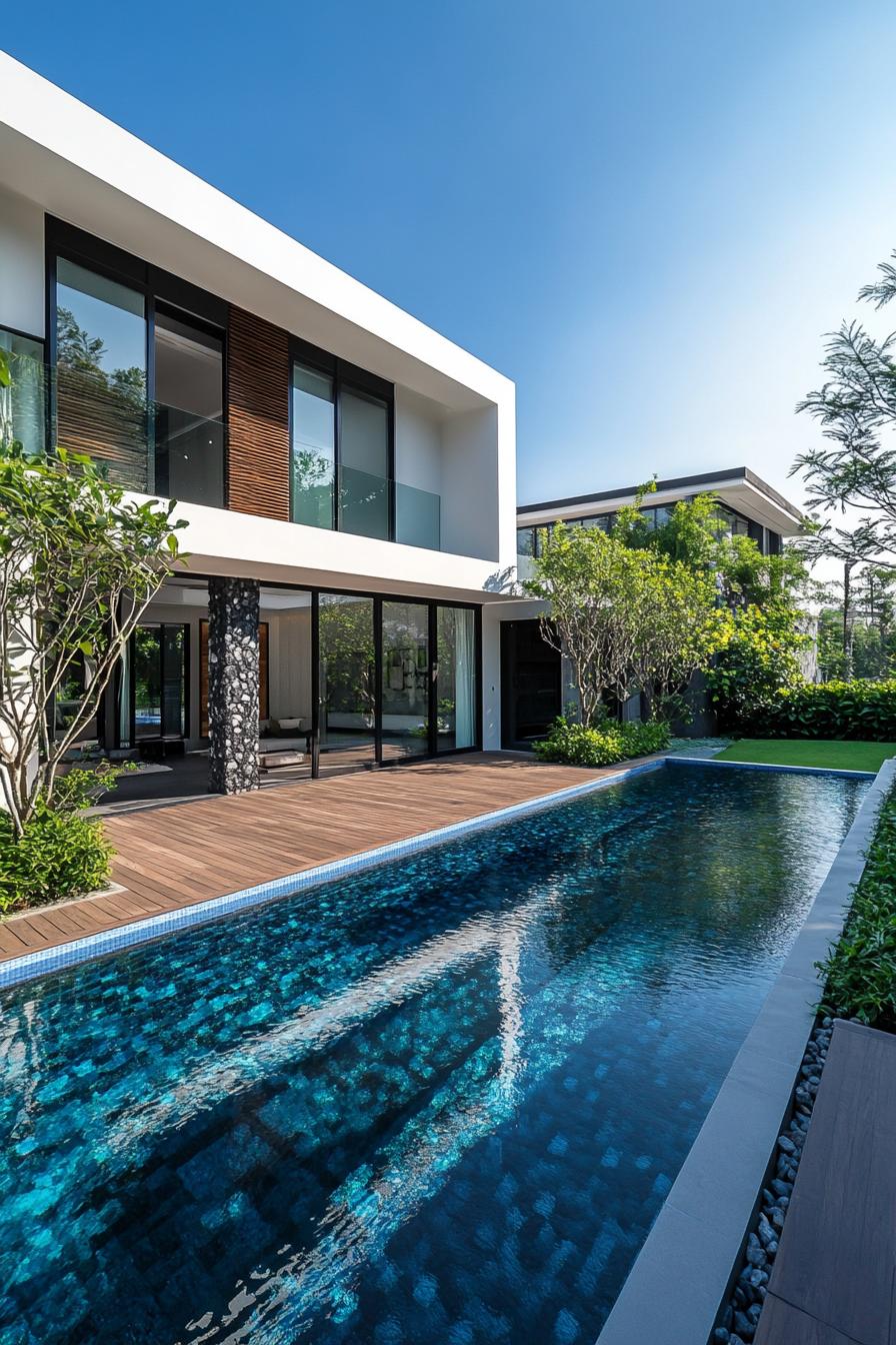 Modern Thai house with a pool and garden