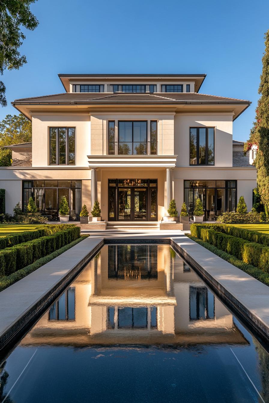 Sophisticated manor with tranquil reflecting pool