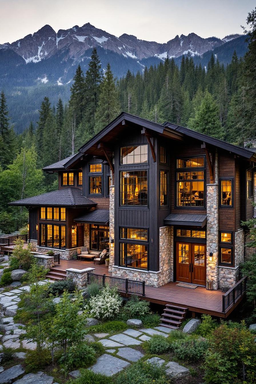 Beautiful rustic house nestled in the mountains