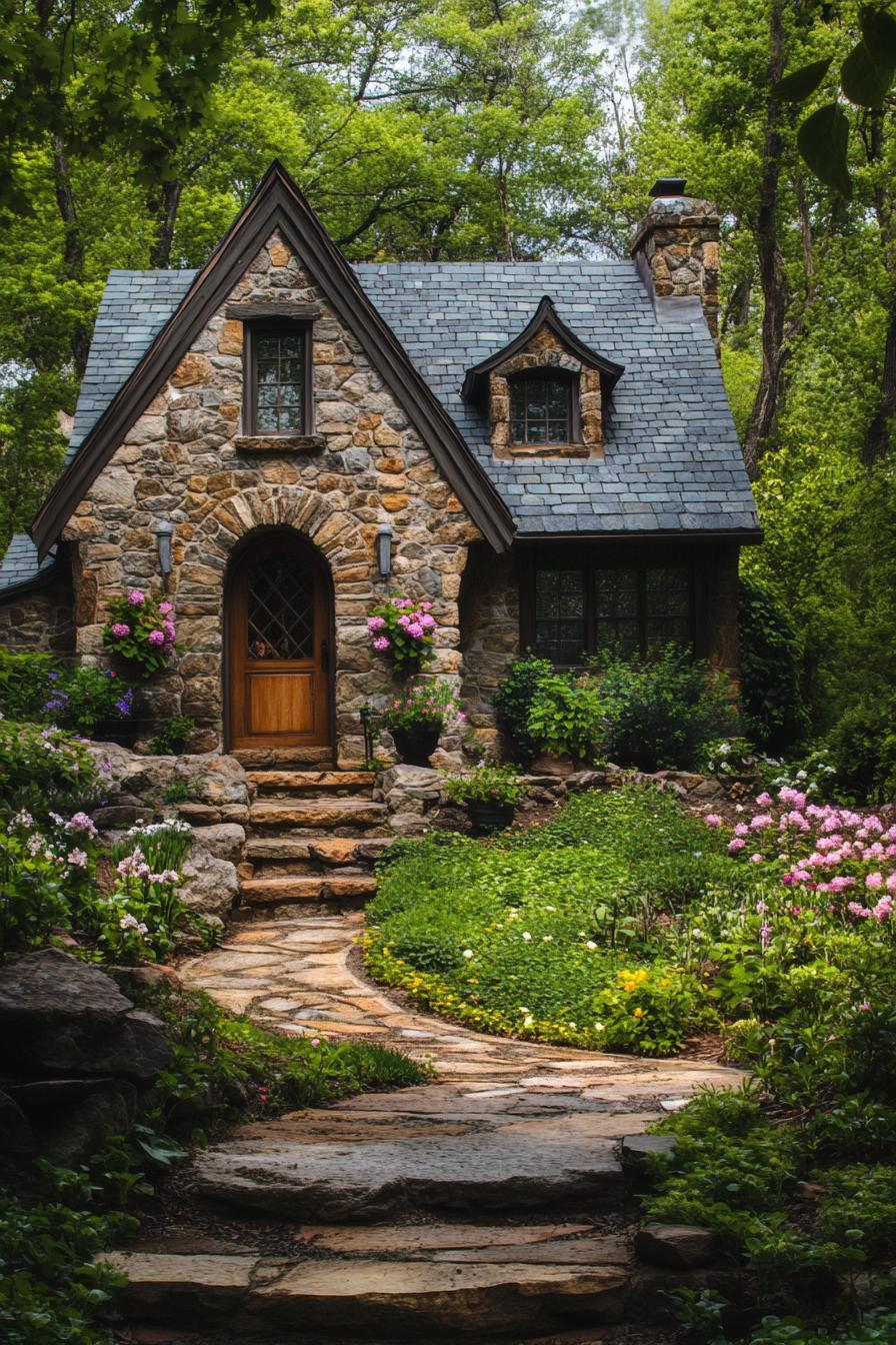 Charming stone cottage with lush garden