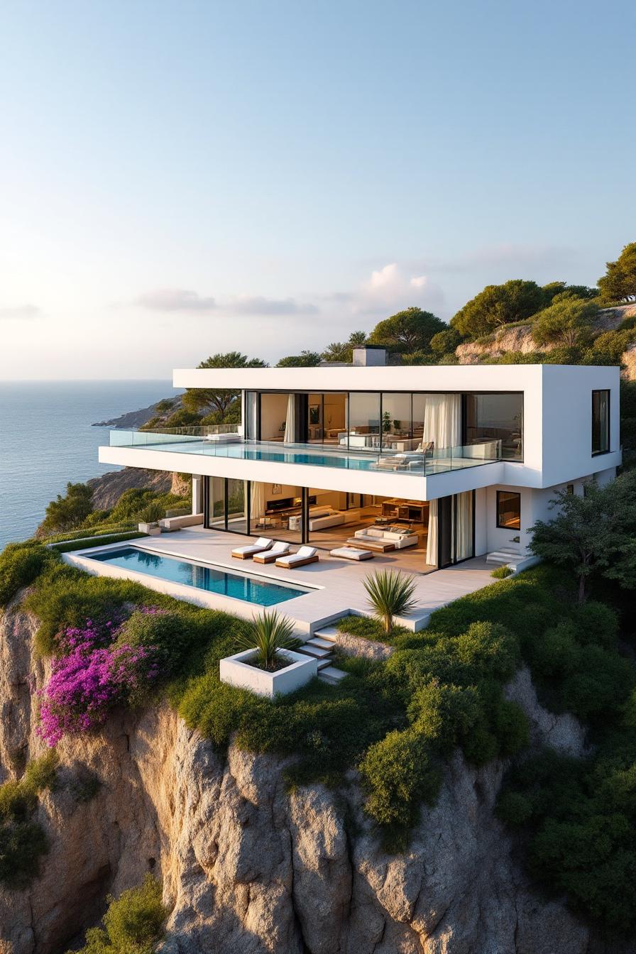 Modern villa on a cliff with ocean view