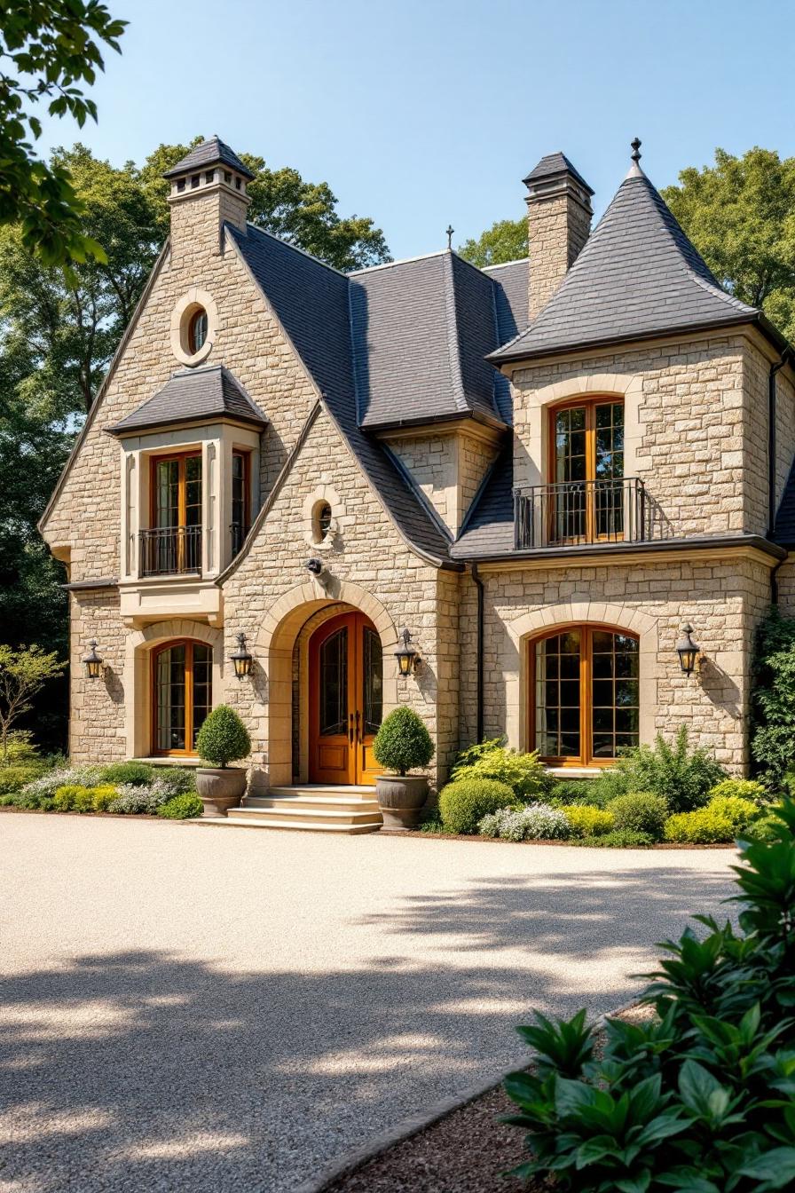 Charming stone house with classic French design and lush surroundings