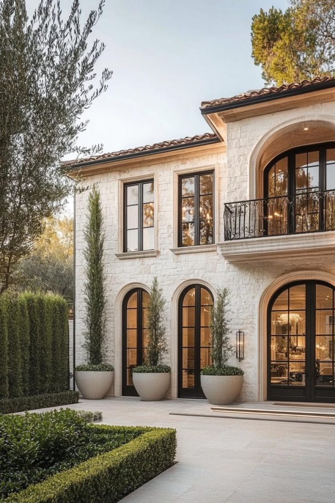 Photo inspiration: Urban Wall With Timeless Textured Facade Reference: 84 Modern French Home Exteriors With Timeless Elegance