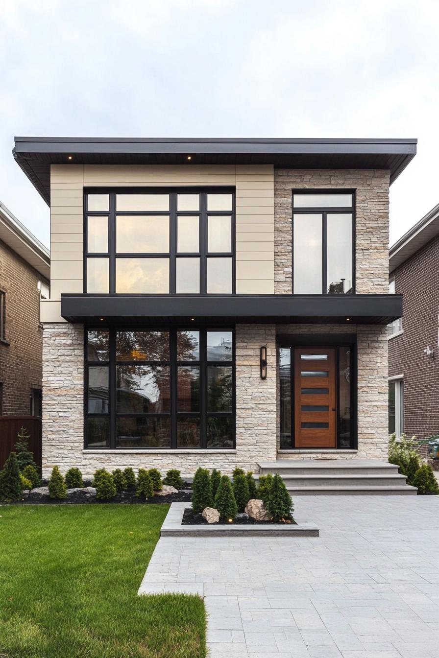 Modern house with stone and glass elements