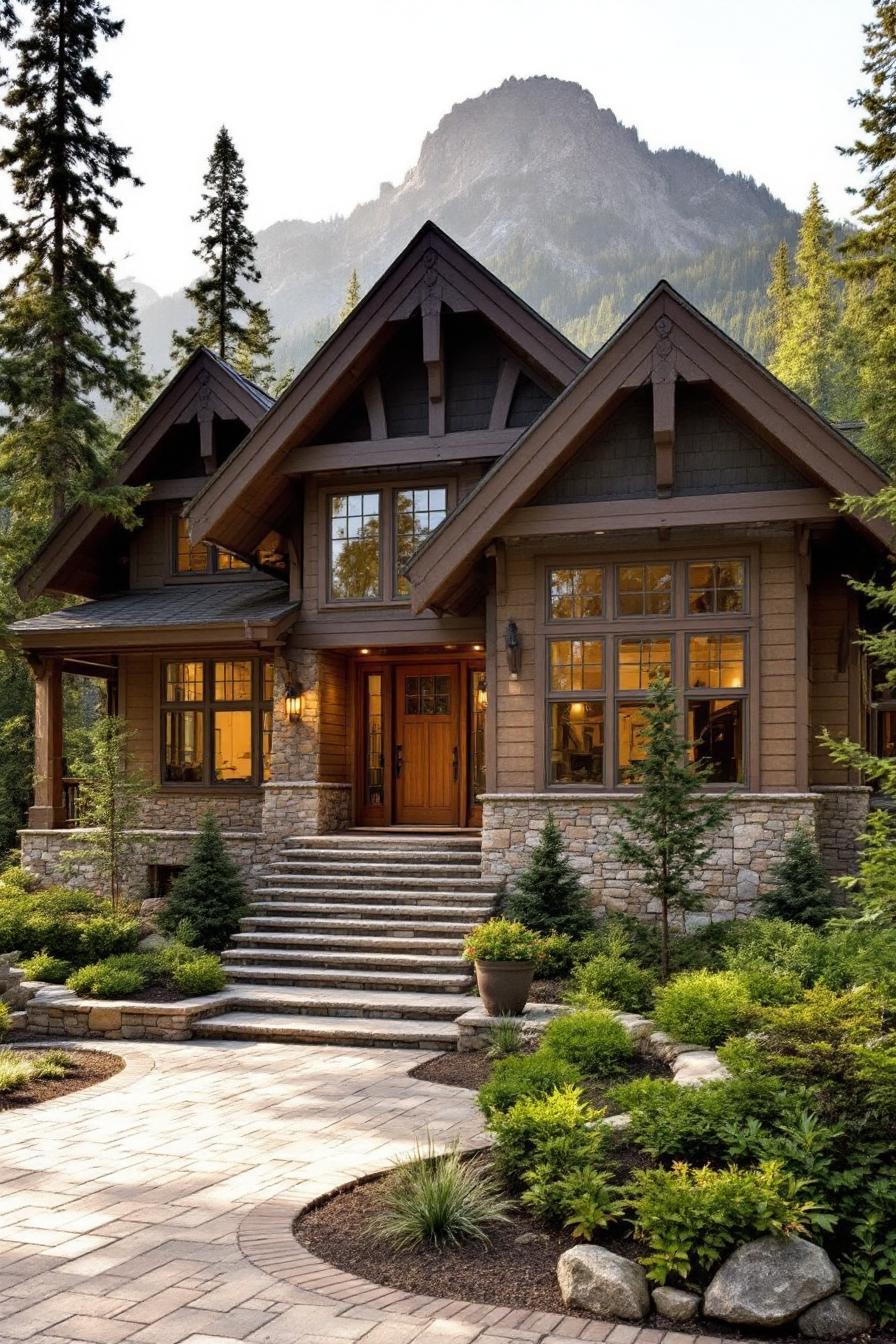 Quaint craftsman house nestled in the mountains