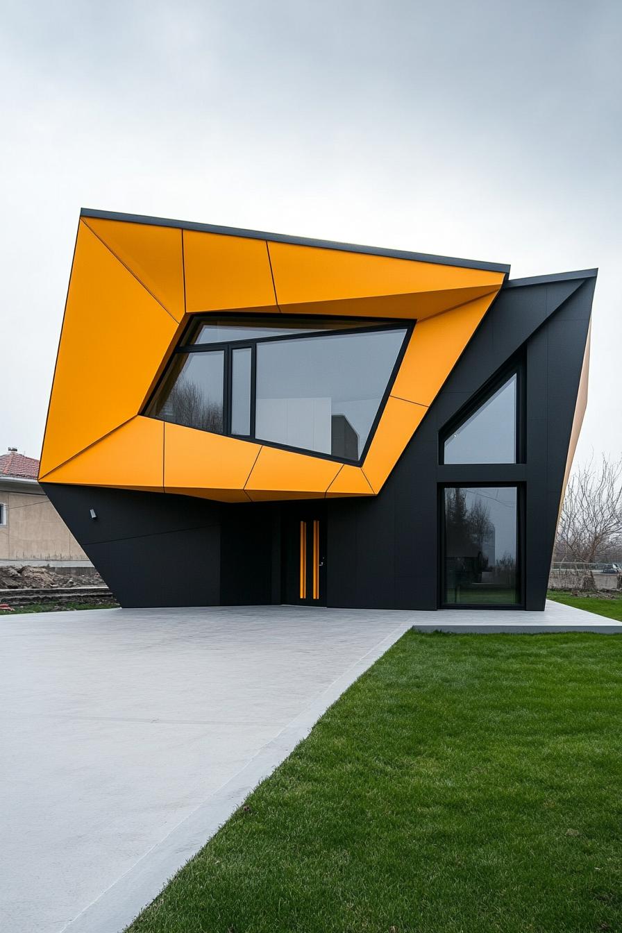 Bold geometric home with a striking yellow and black design