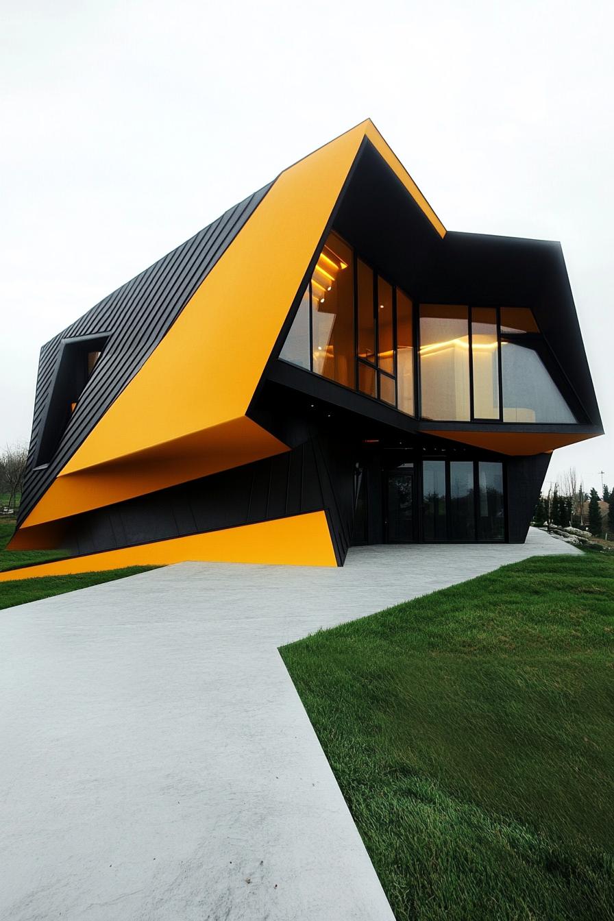 Bold, angular black and yellow house with modern design