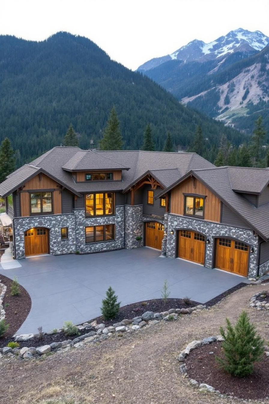 Charming stone and wood house nestled in the mountains