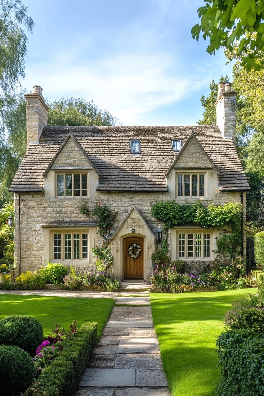 Charming stone cottage with lush garden
