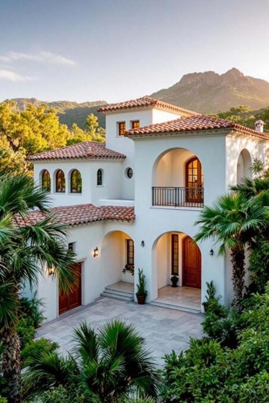 Stunning Mexican house with arches and mountain backdrop