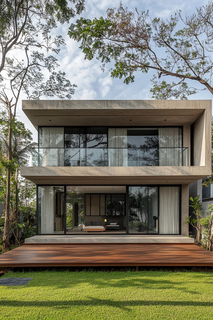 Modern Thai house with minimalist design and glass façade