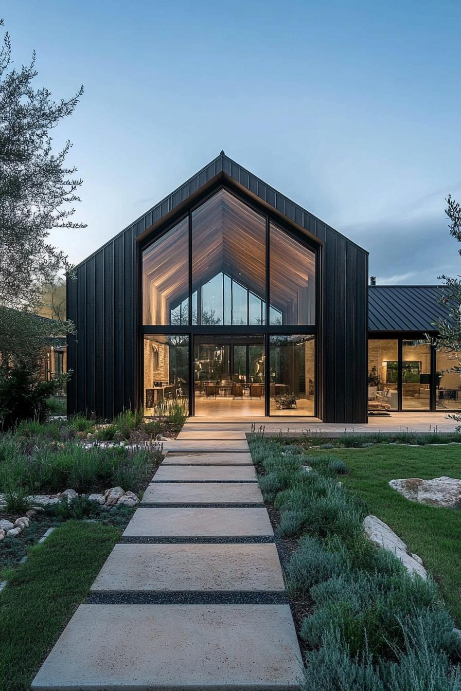 Modern barn with expansive glass front