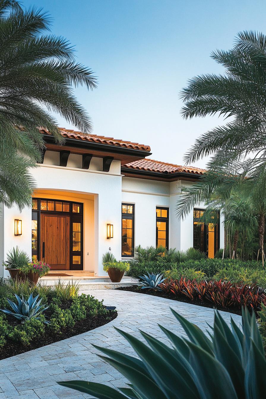 Stylish Spanish bungalow with palm trees