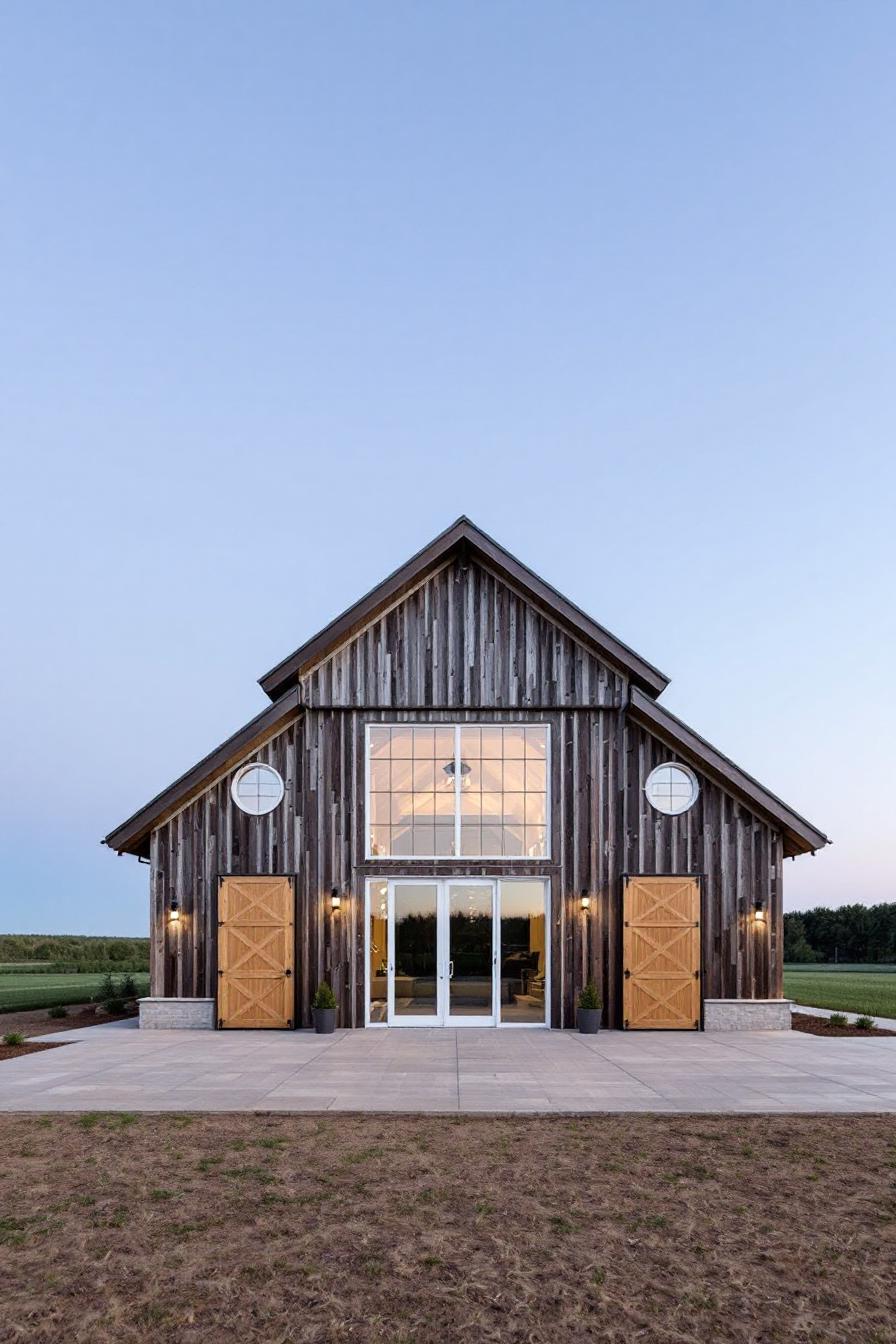 Charming barndominium with large front windows