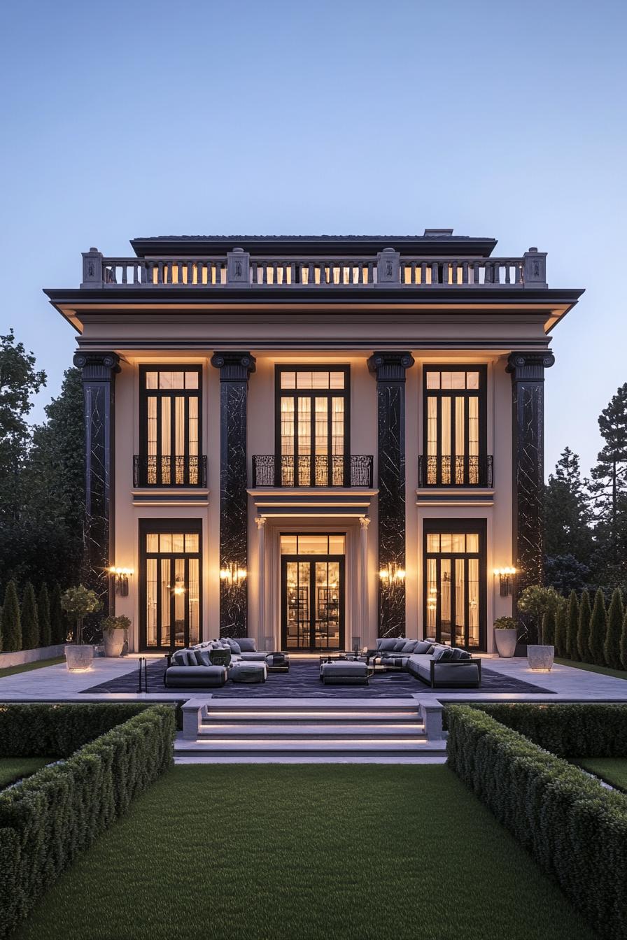 Elegant mansion with grand pillars