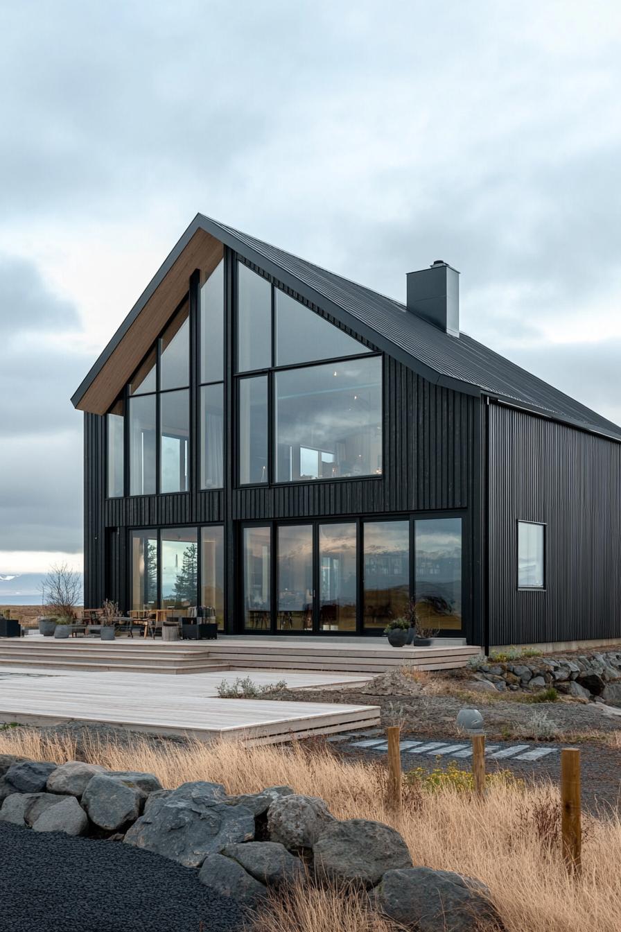 Modern barn with a striking glass facade