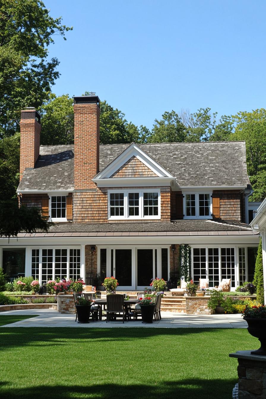 Classic Hamptons house with lush lawn