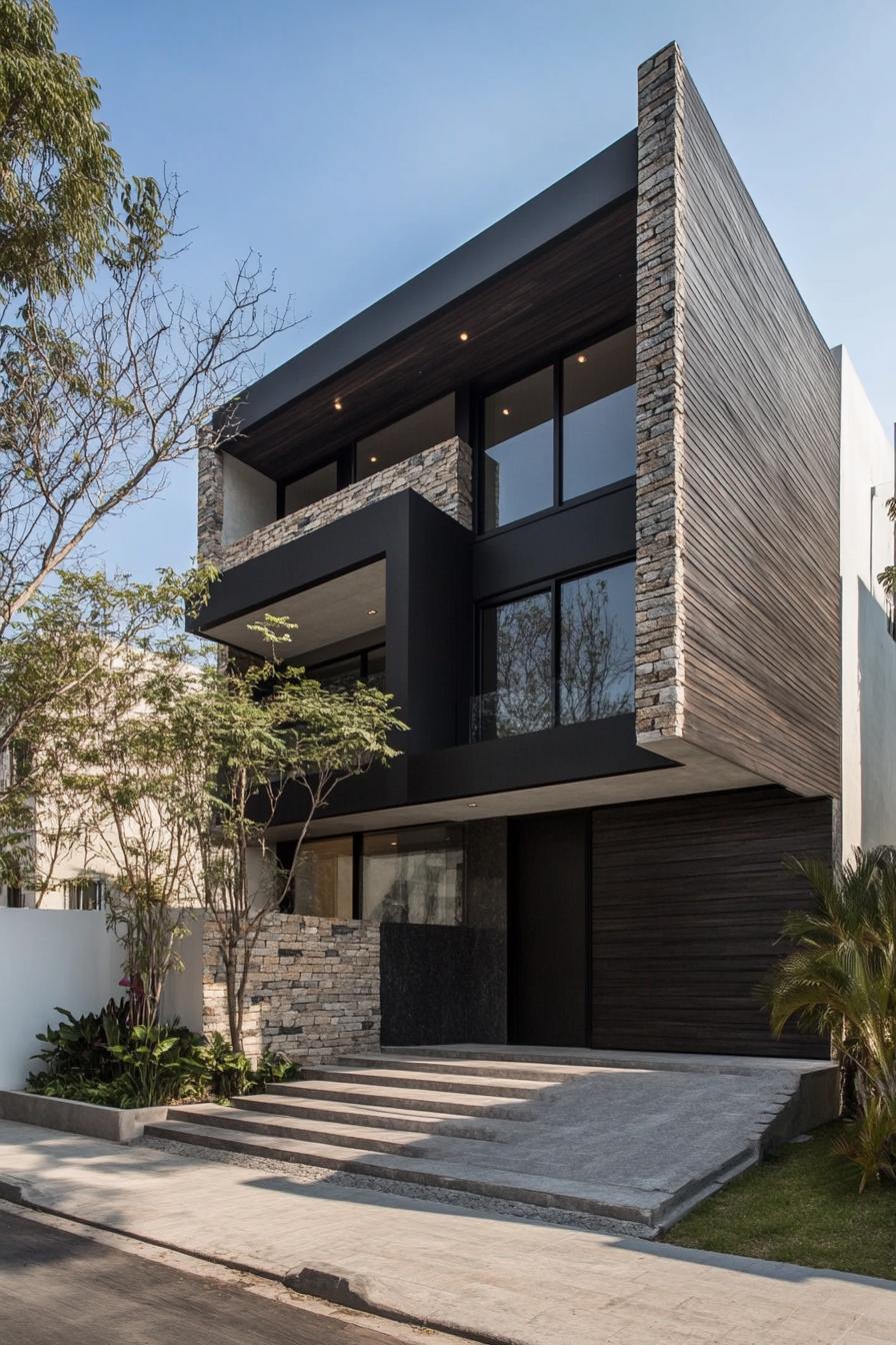 Modern house with stone and wood facade