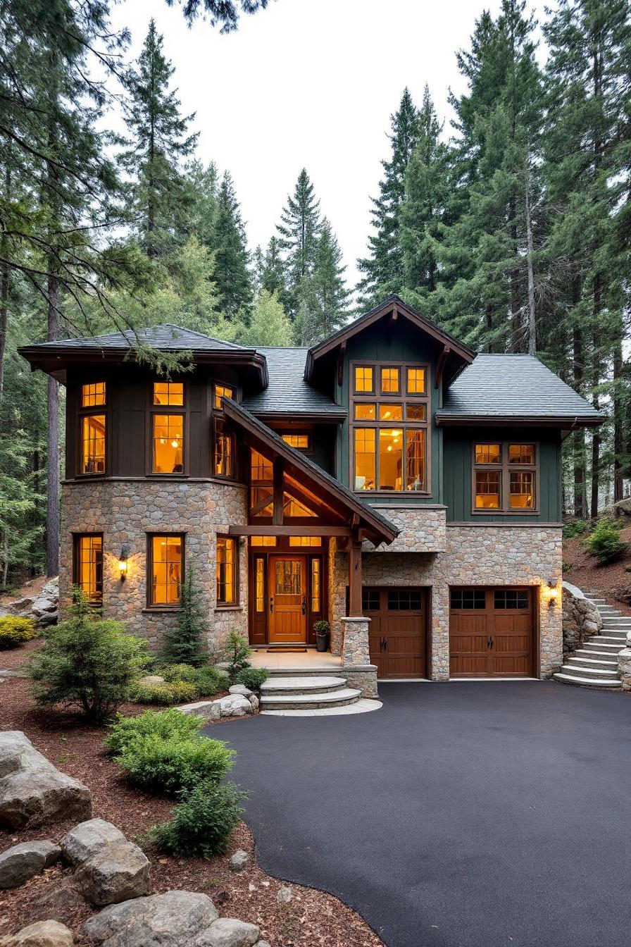 Charming stone house nestled in a forested area