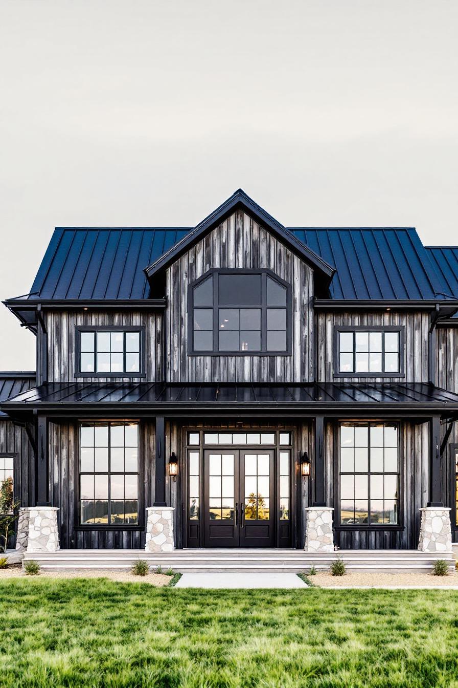 Modern house with black and wood exterior