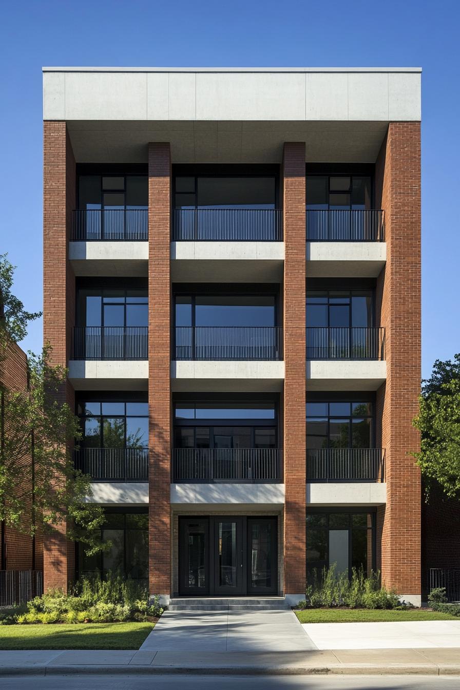 Brick facade with balconies