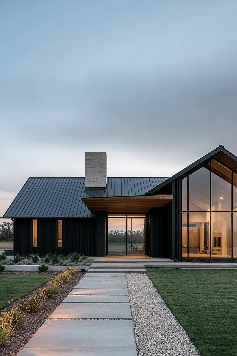 Modern barn home with glass and metal design