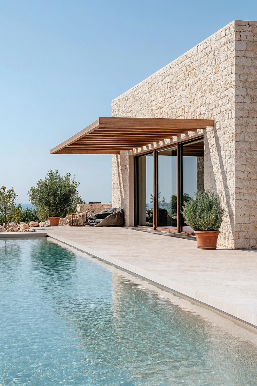 Stone-walled Mediterranean house with pool