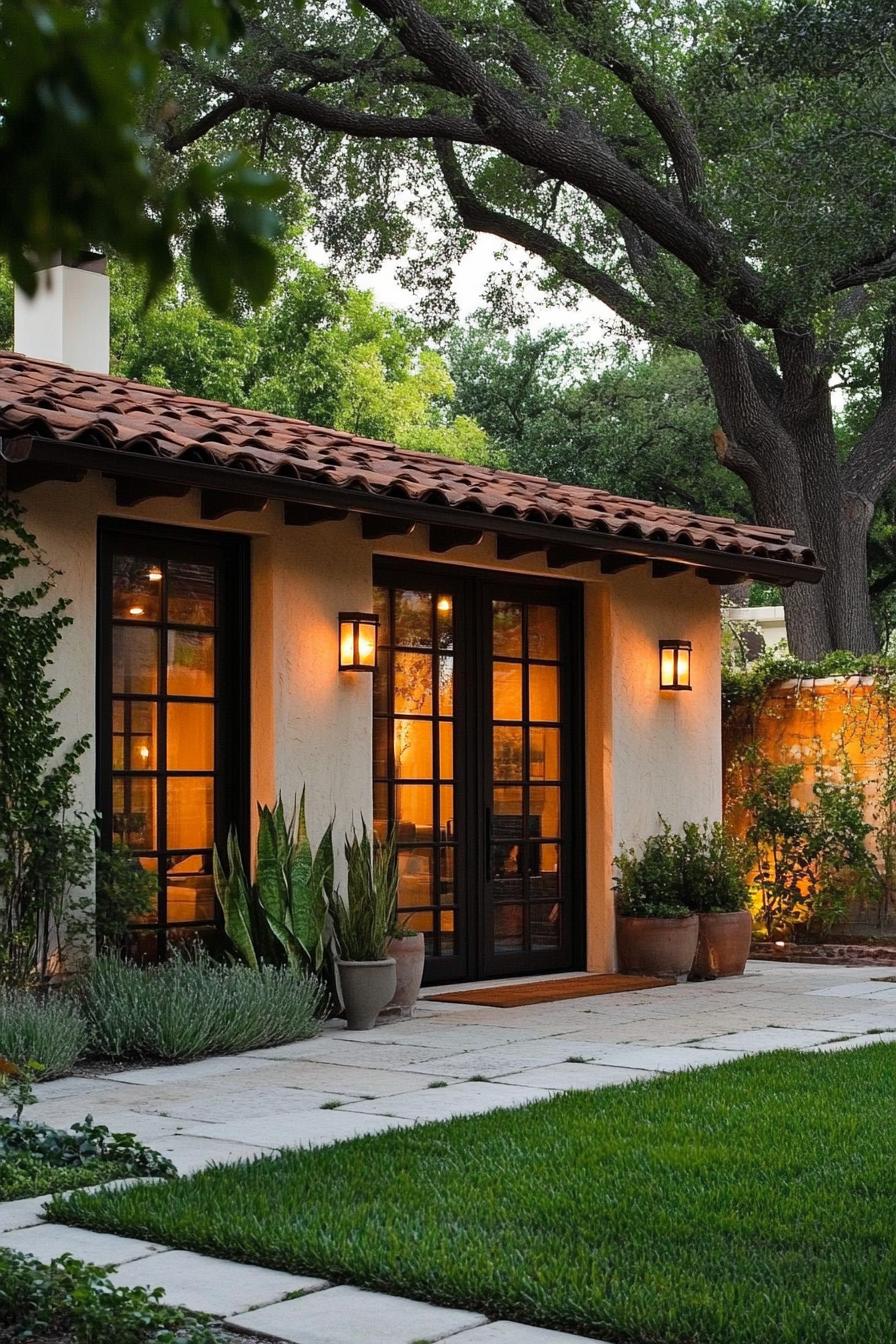 Cozy Spanish-style bungalow with warm lighting