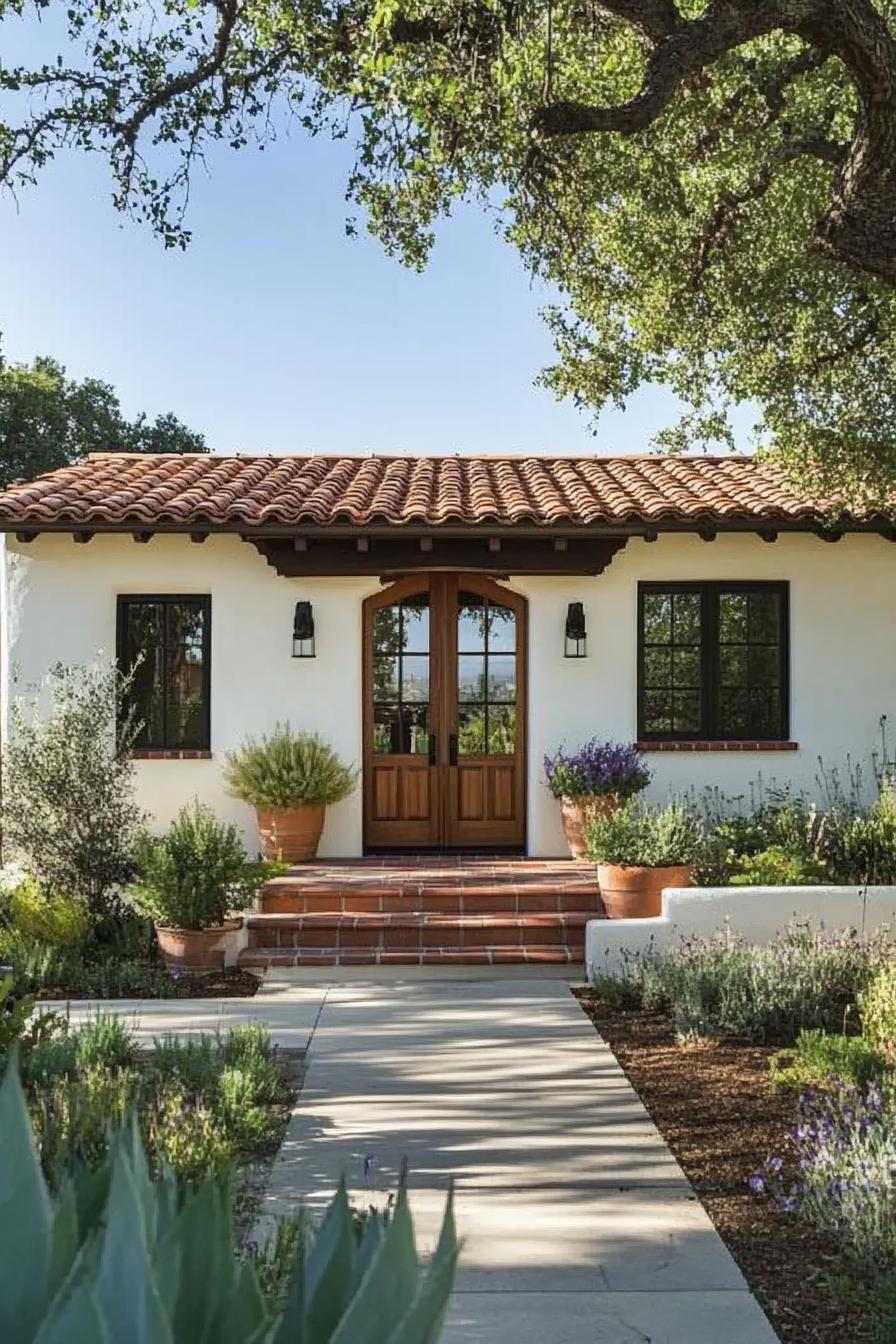 Spanish bungalow with terracotta roof and garden