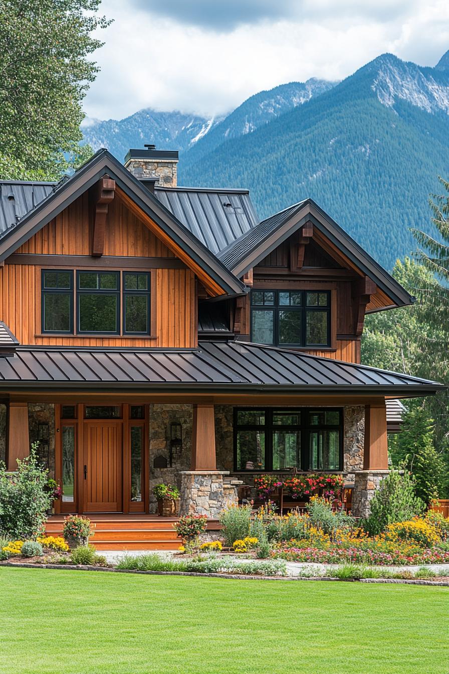 A cozy timber house nestled in the mountains