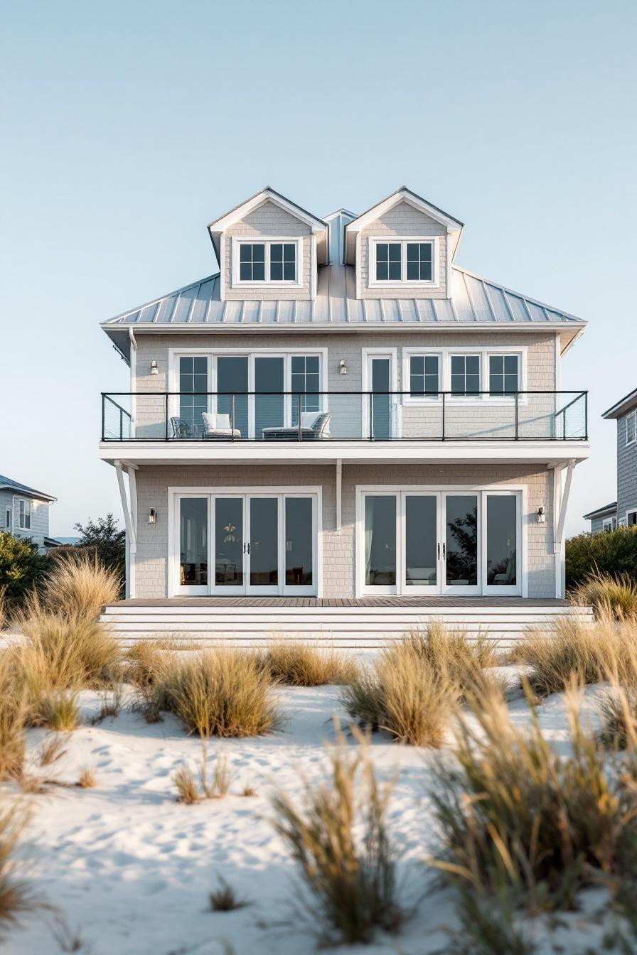 Coastal luxury house with sand dune grasses