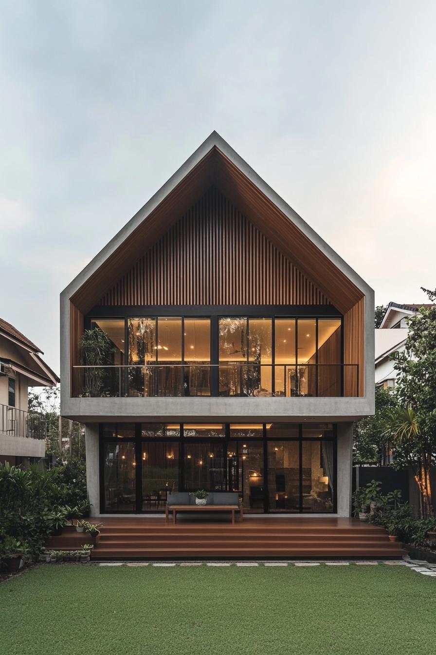 Modern house with a striking triangular roof