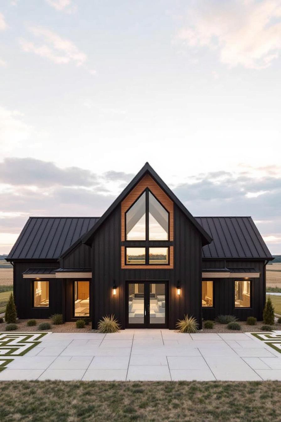 A Sleek, Modern Barndominium with Large Windows