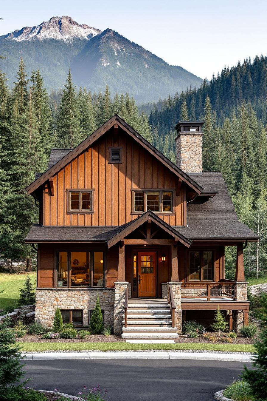 Charming wooden cabin nestled in lush mountains