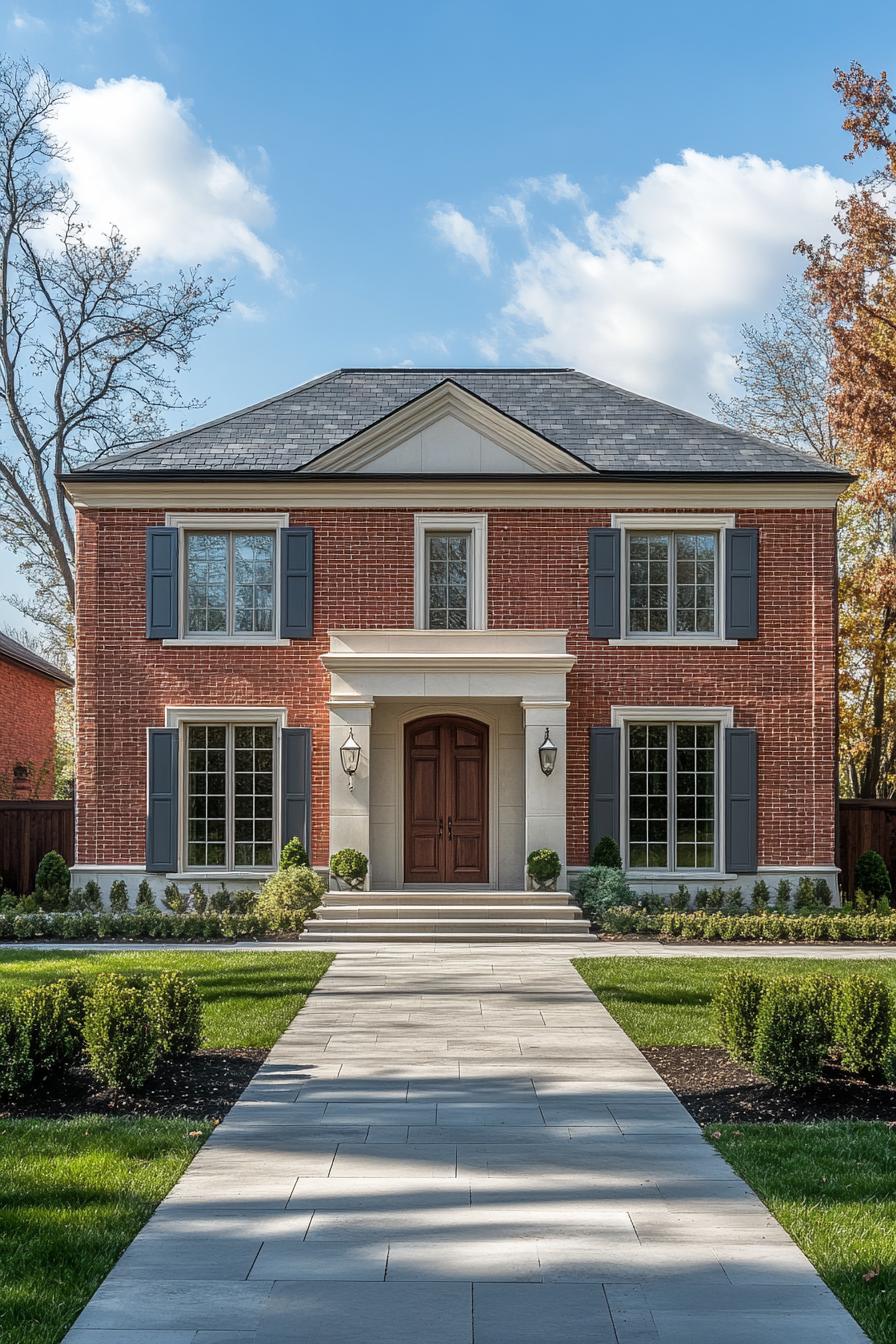 Charming Georgian house with red bricks and blue shutters